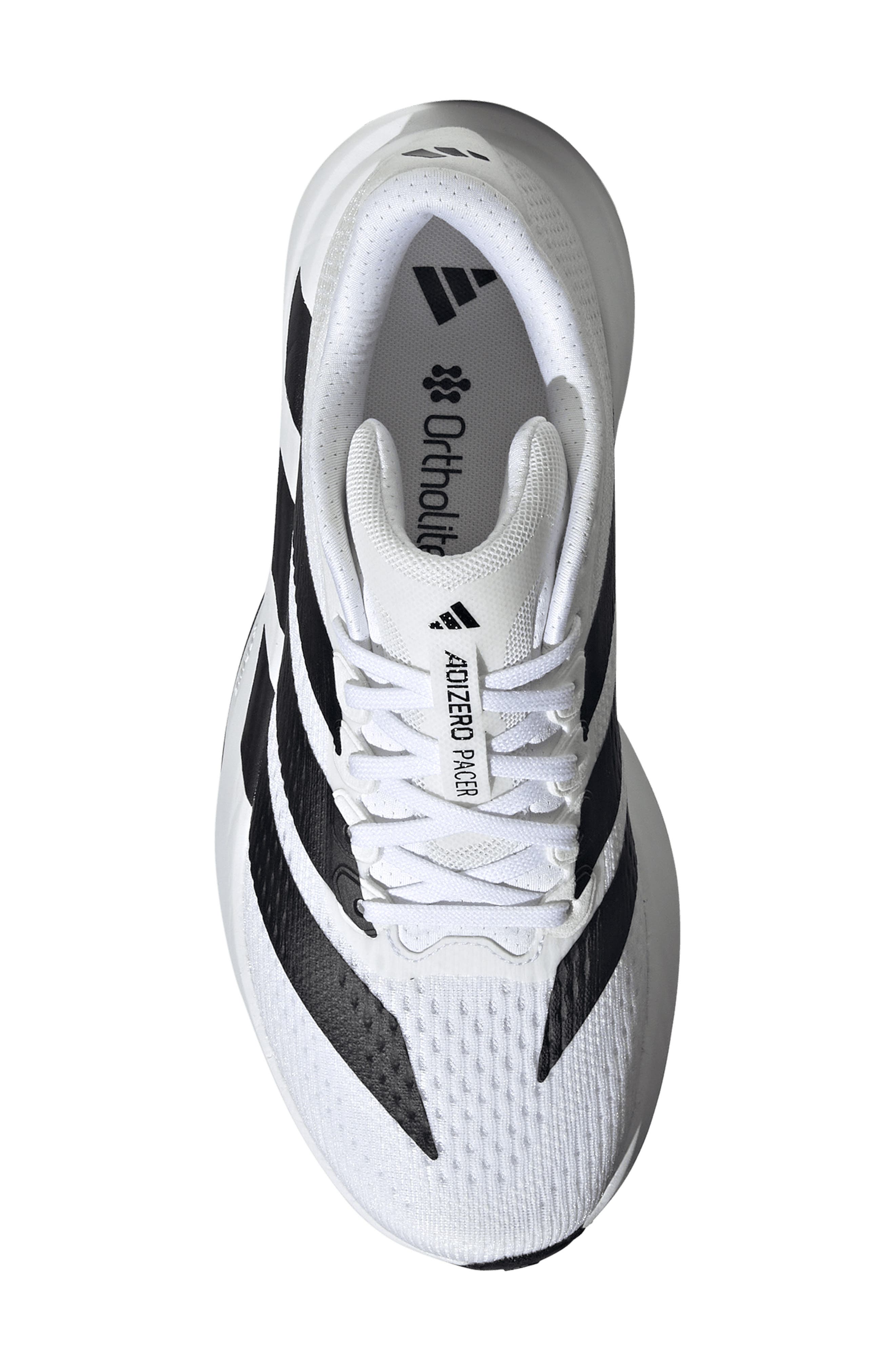 Adizero Pacer Running Sneaker, Alternate, color, WHITE/ BLACK/ CRYSTAL WHITE