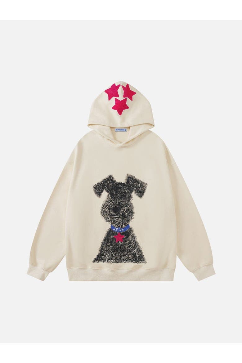 Graffiti Dog Eden Star Hoodie, Main, color, Beige