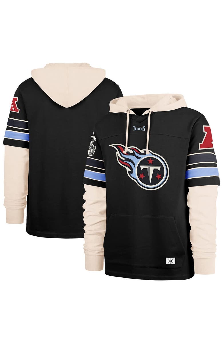 '47 Men's '47  Black Tennessee Titans Split Zone Cornerback Duo Hoodie, Main, color, 