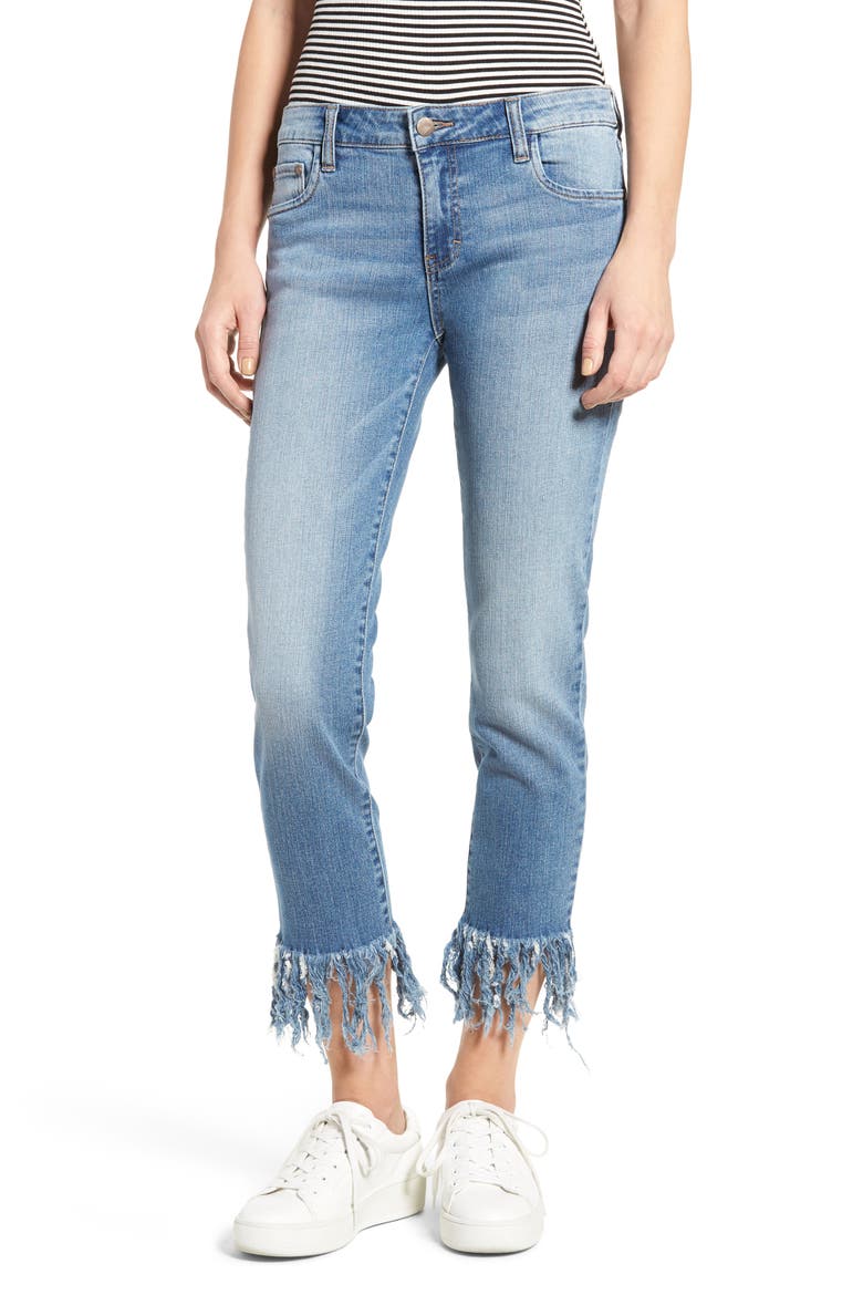 Fringe Cuff Crop Jeans, Main, color, DAWSON WASH