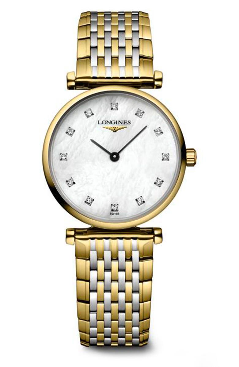 Longines La Grande Classique Diamond Bracelet Watch, 24mm, Main, color, White