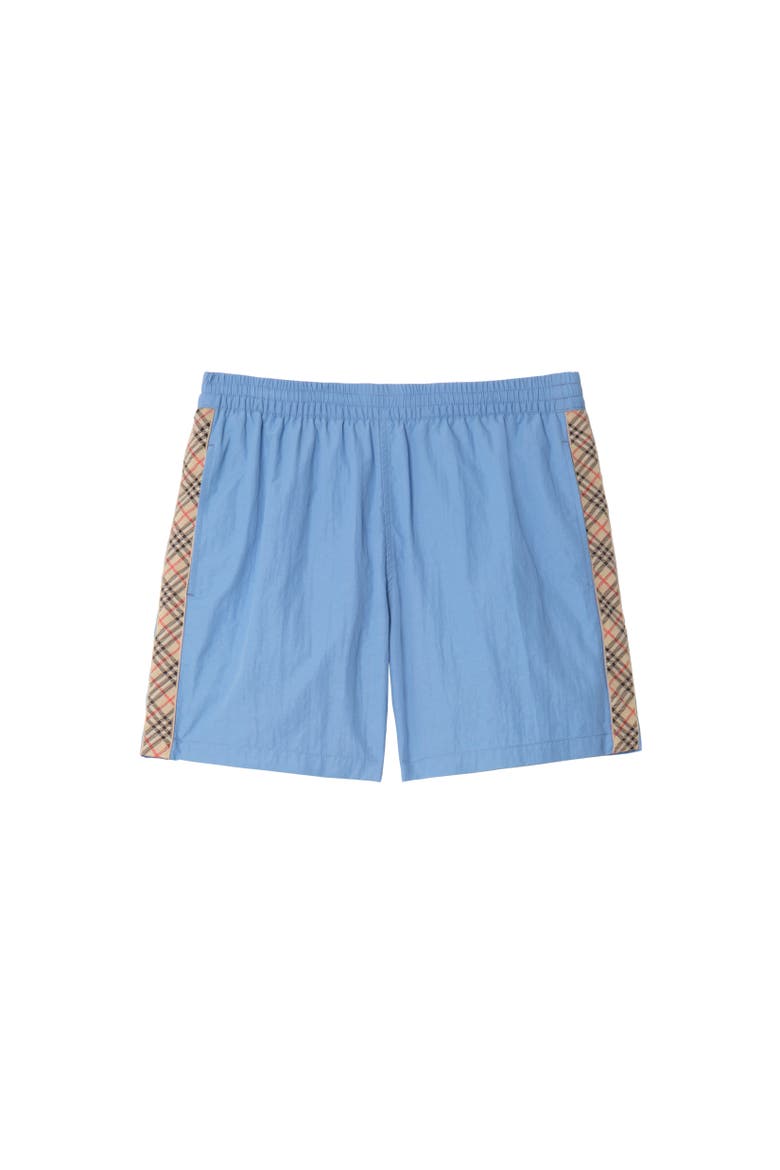Check Trim Swim Shorts, Alternate, color, Cornflower blue