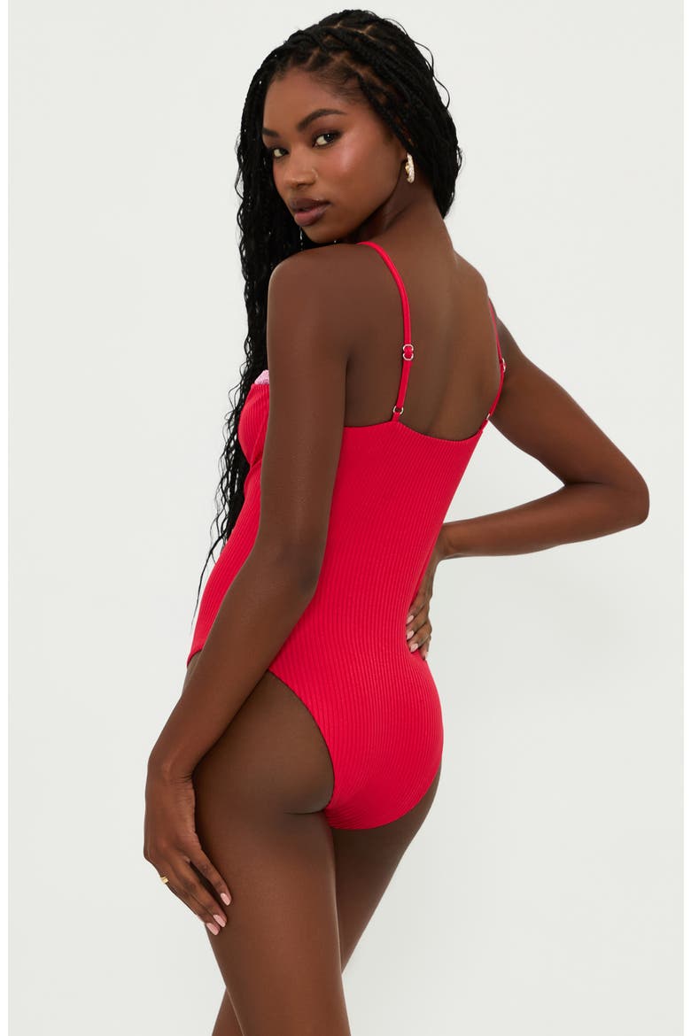 Scarlet One-Piece Swimsuit, Alternate, color, HOLLY JOLLY