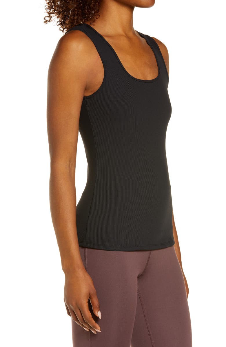 Zella Live In Square Neck Rib Stretch Recycled Polyester Tank, Alternate, color,