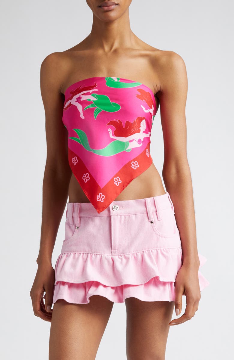 Marshall Columbia x Disney 'The Little Mermaid' Ariel Print Silk Square Scarf, Main, color, 