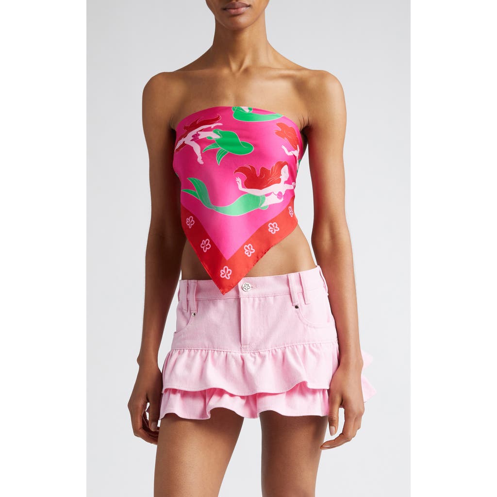 Marshall Columbia X Disney 'the Little Mermaid' Ariel Print Silk Square Scarf (nordstrom Exclusive) In Pink