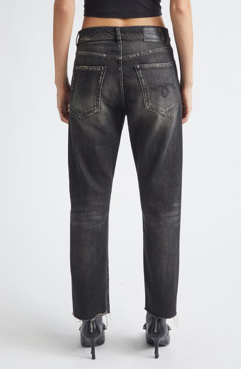 R13 Distressed Fray Hem Stretch Boyfriend Jeans, Alternate, color, Abbey Black