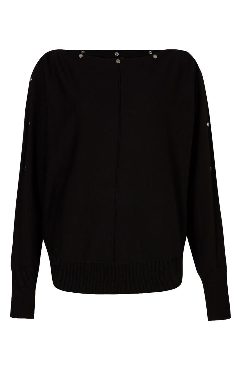 AllSaints Elle Snap Detail Sweater, Alternate, color, 