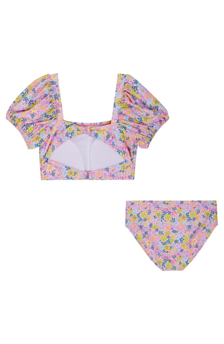 Andy
Evan Kids
Floral Puff Sleeve Two-Piece Swimsuit, Alternate, color, Purple Floral