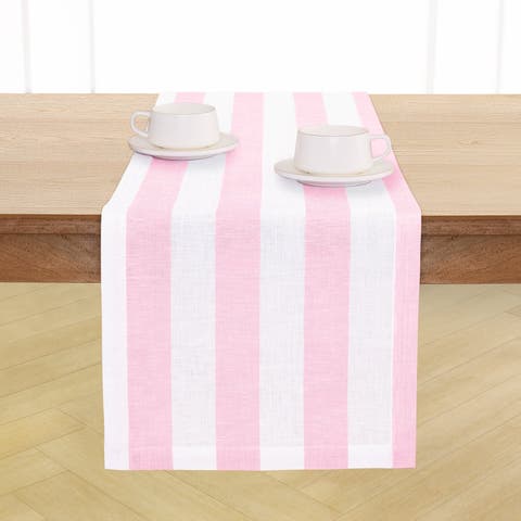 Linen Table Runner for Dining Table, Holiday and Everyday Table Decor - Cabana Stripe