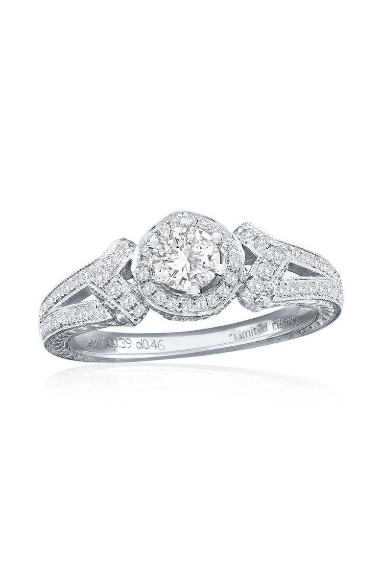 14K White Gold 0.39ct White Diamond & 0.46cttw Diamond Ring, Main, color, White Gold