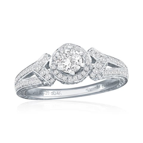14K White Gold 0.39ct White Diamond & 0.46cttw Diamond Ring