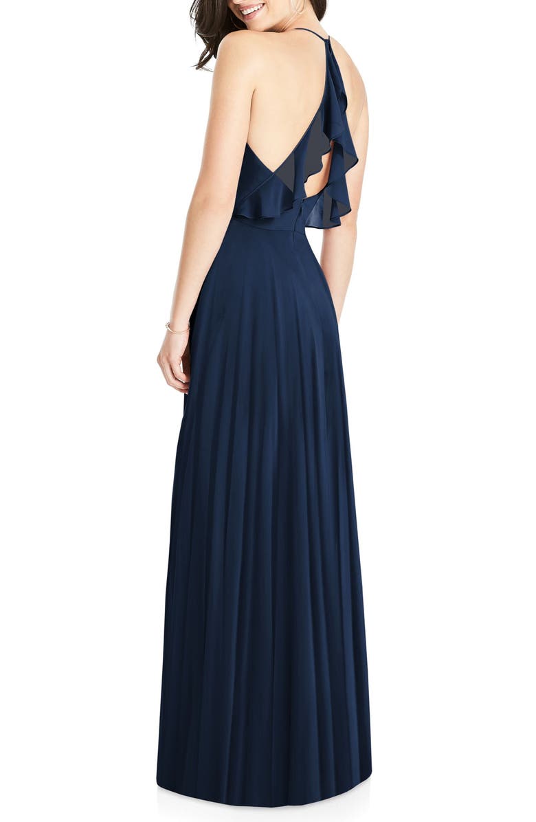 Dessy Collection Ruffle Back Chiffon Gown, Alternate, color,