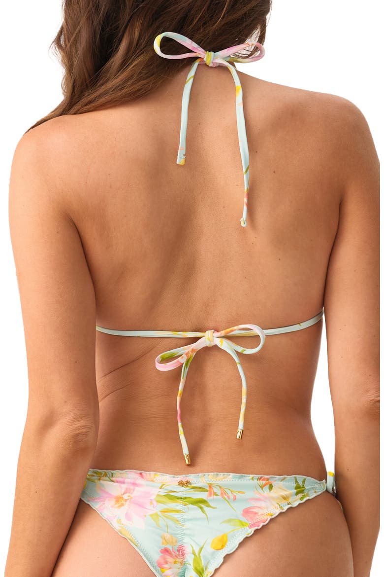 Lettuce Edge Triangle Bikini Top, Alternate, color, LIGHT BLUE/ PETAL PINK