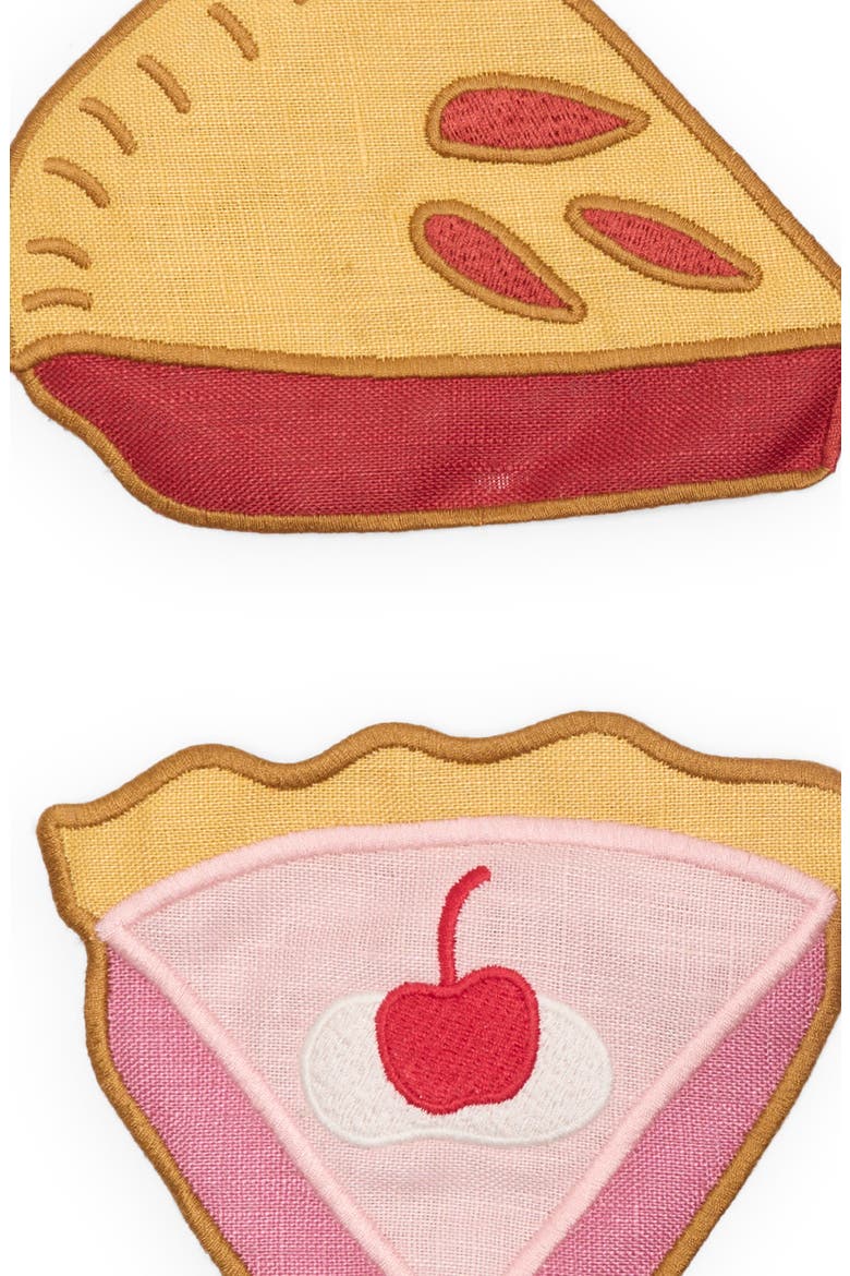 Assorted Set of 4 Pie Linen Cocktail Napkins, Alternate, color, ORANGE/ PURPLE/ PINK/ RED