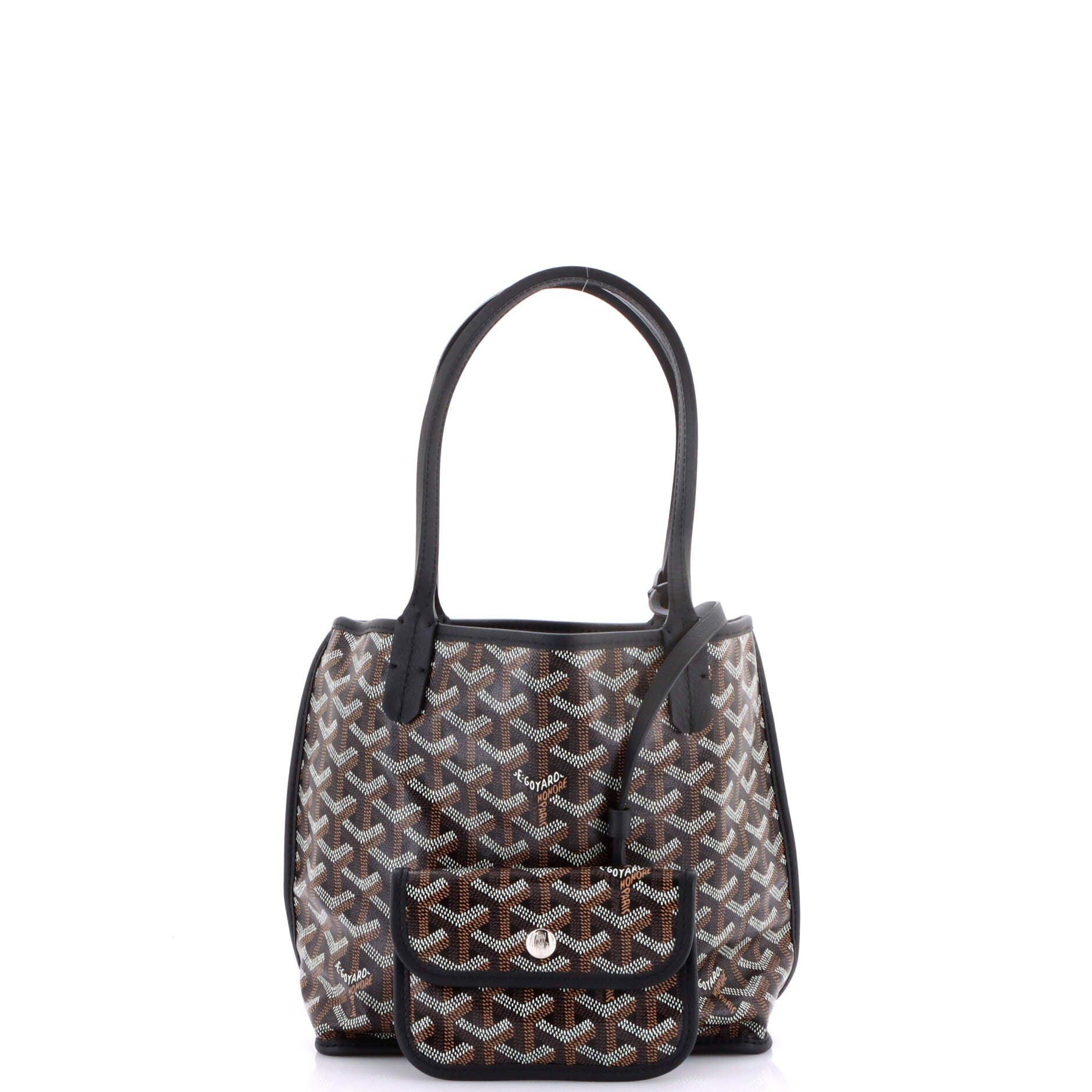 Pre-Owned Goyard Anjou Reversible Tote Coated Canvas Mini, Alternate, color, Black