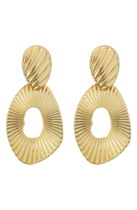 Textured Open Circle Drop Earrings