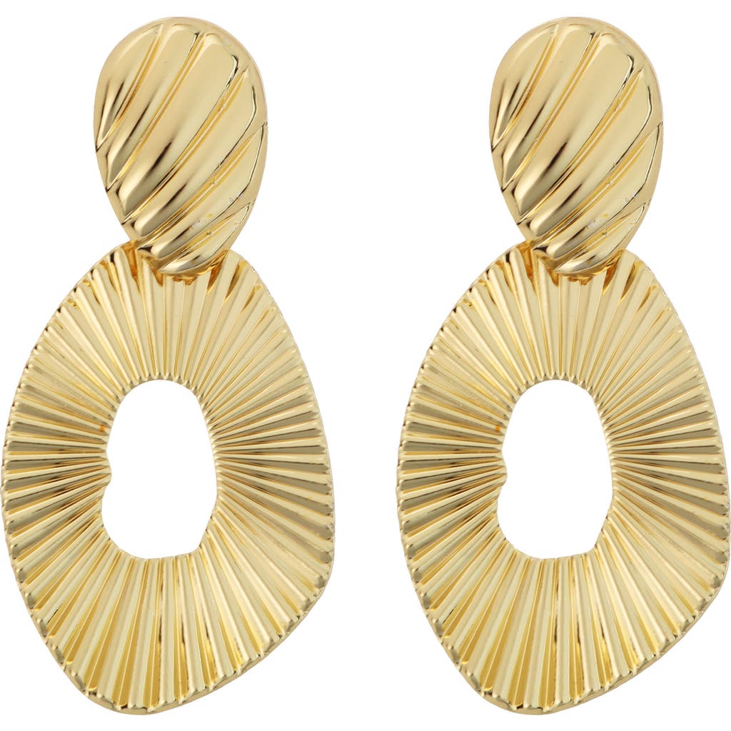Panacea Textured Open Circle Drop Earrings In Gold