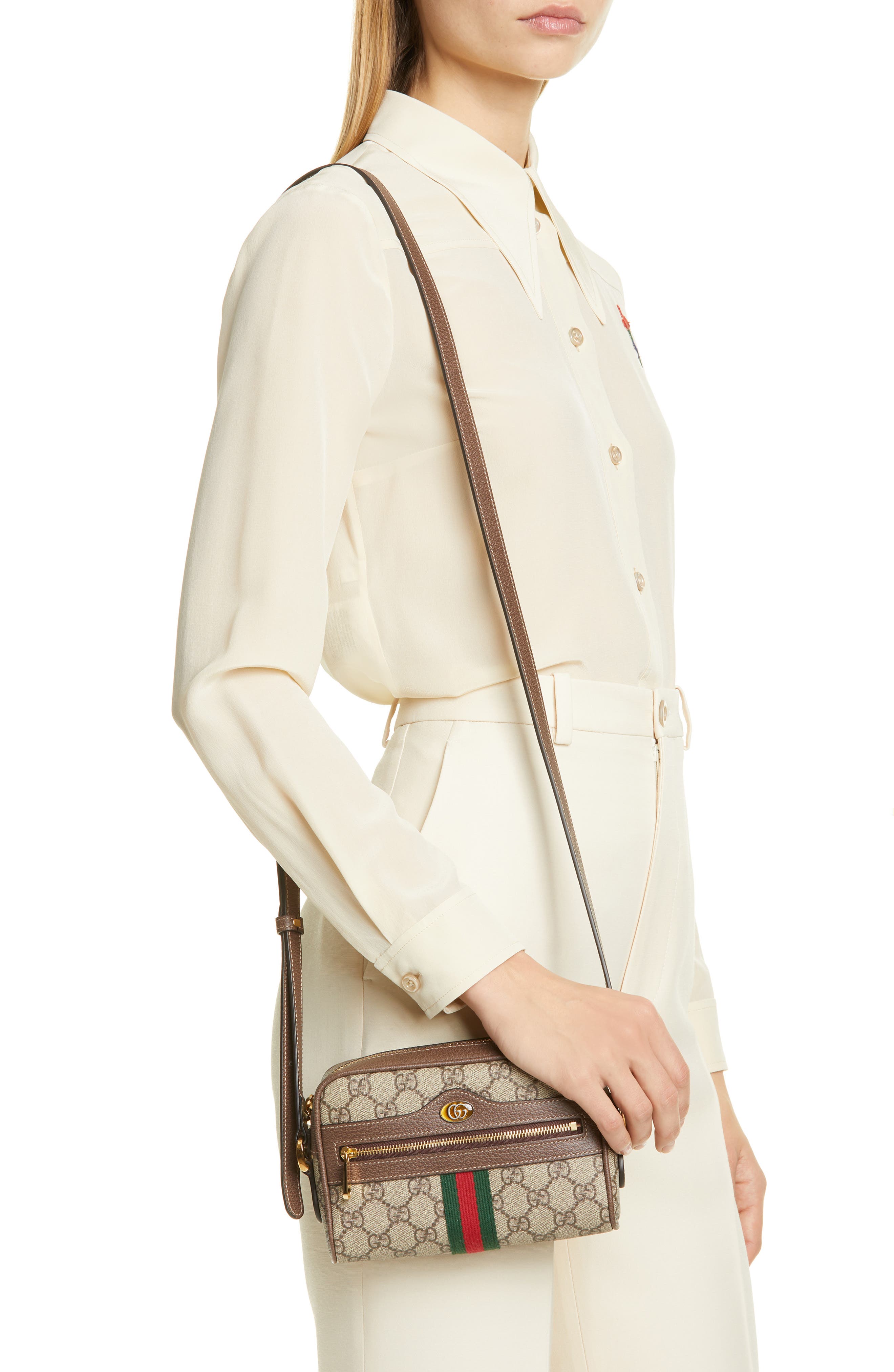 Gucci SmallCanvas Crossbody Bag, Alternate, color, 