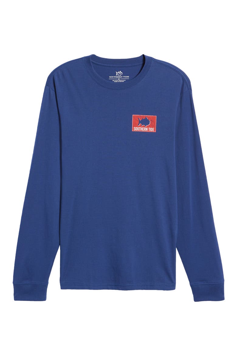 Shark Flag Long Sleeve Graphic Tee, Alternate, color, BLUE NIGHT