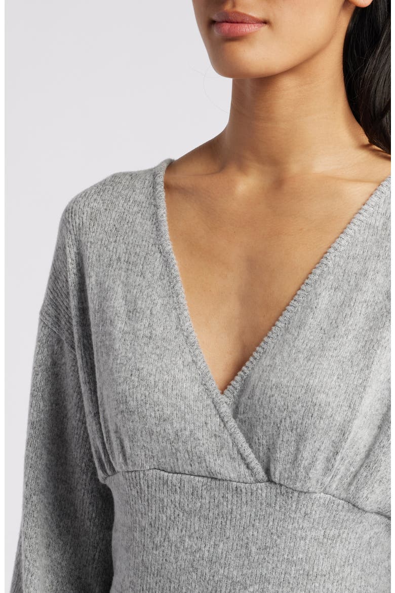 Empire Tie Back Rib Top, Alternate, color, HEATHER GRAY