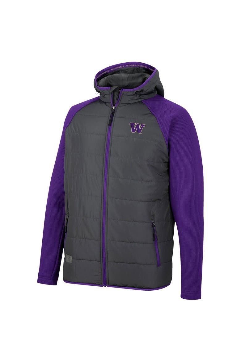 Men's Colosseum Charcoal/Purple Washington Huskies Good On You Raglan Full-Zip Jacket, Alternate, color, Charcoal