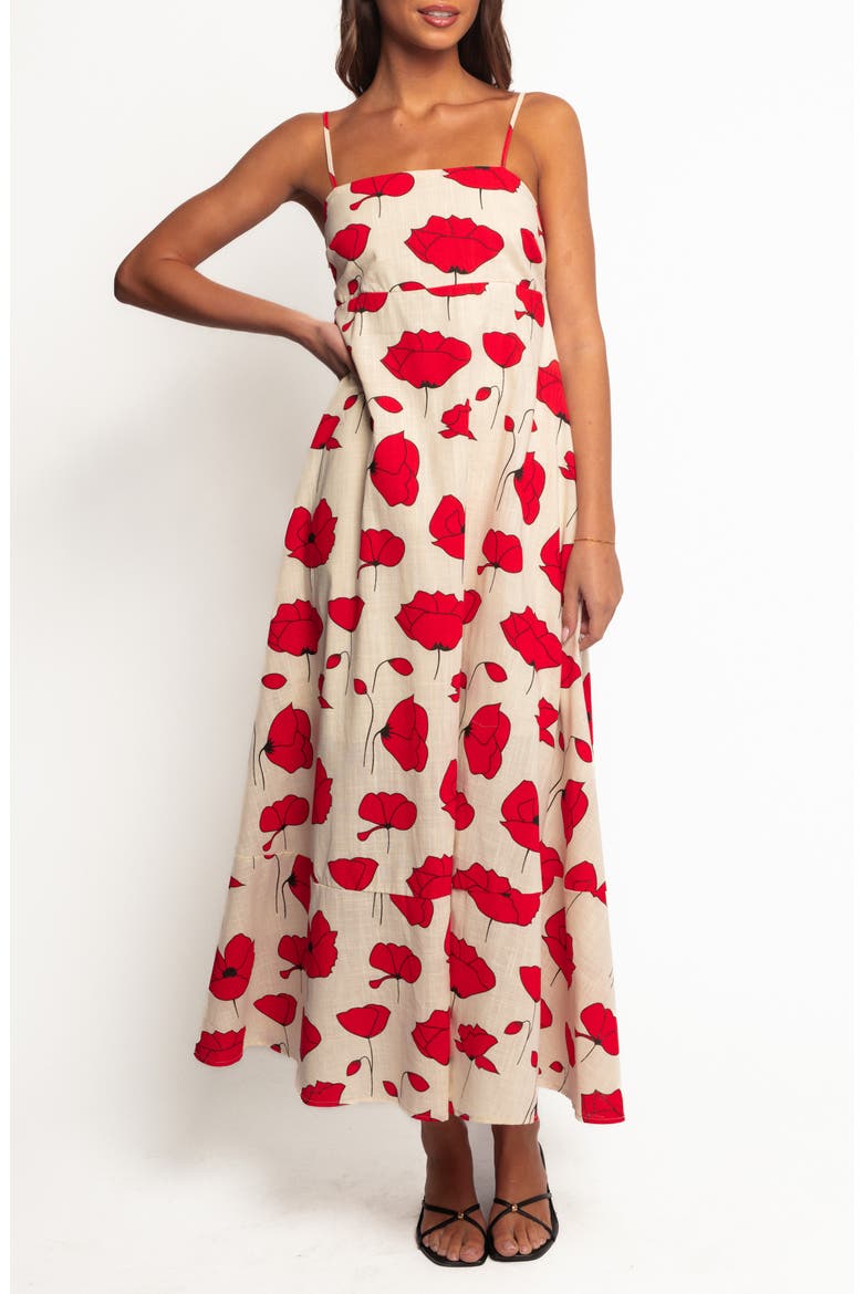 Brea Floral Cotton Maxi Sundress, Main, color, POPPY