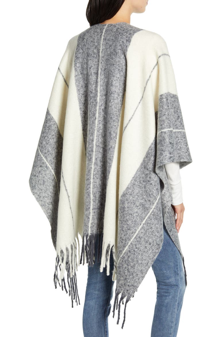 Stripe Blanket Ruana, Alternate, color, NAVY COMBO