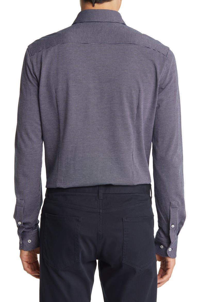 Hank Slim Fit Microcheck Cotton Blend Dress Shirt, Alternate, color, NVY