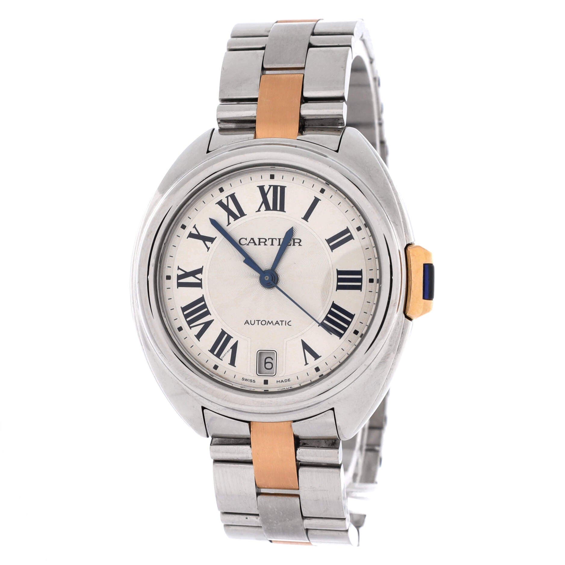 Cle de Cartier Automatic Watch Stainless Steel and Rose Gold 35, Alternate, color, Metallic Gold