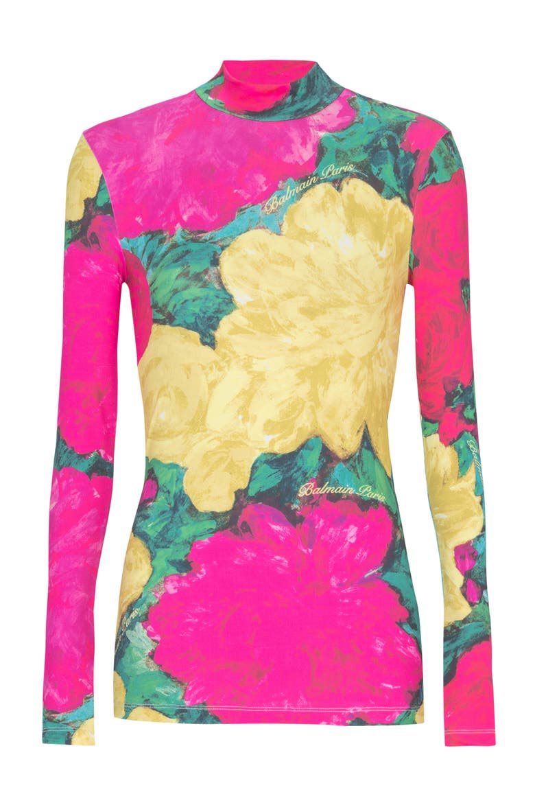 Printed high-neck top, Alternate, color, multicolor