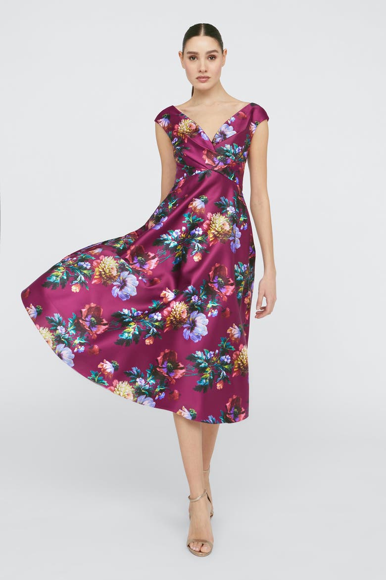 Kadence V-Neck Dress, Alternate, color, Sangria Poppy Stripe