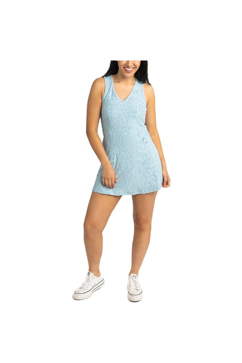Women's Lusso Blue Chicago Cubs Tess Cheetah V-Neck Racerback Dress, Main, color, Blue