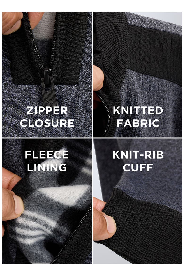 Kids' Fleece Quarter Zip Sweater, Alternate, color, CHARCOAL/BLACK