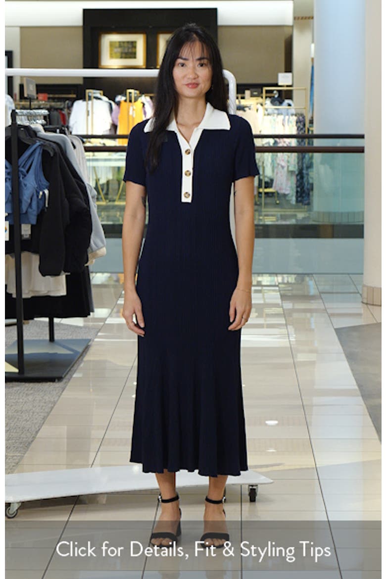 Short Sleeve Rib Polo Sweater Dress video