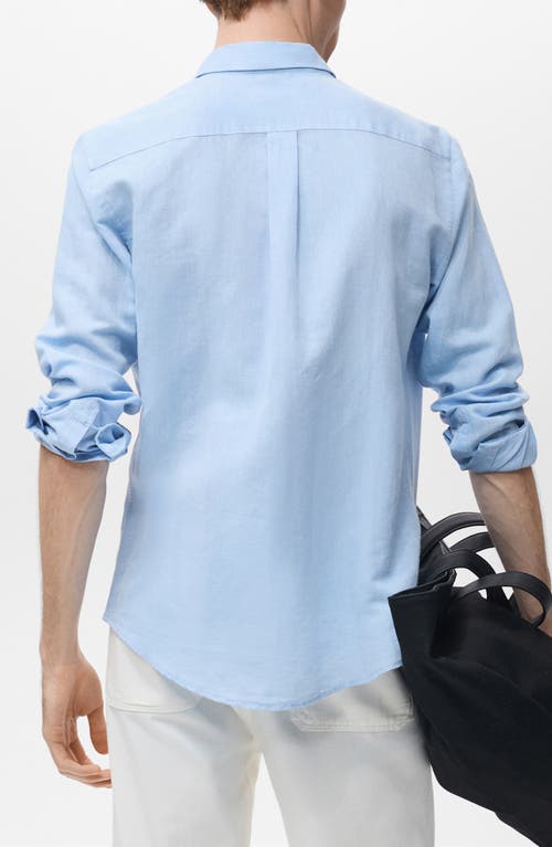 Mango Classic Fit Linen & Cotton Button-up Shirt In Blue