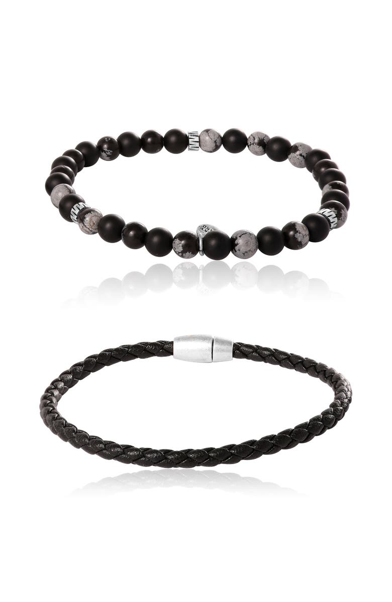 Lucky Brand Stretch Bead & Magnetic Cord Bracelet Set - 2 Piece, Main, color, Blue, Black