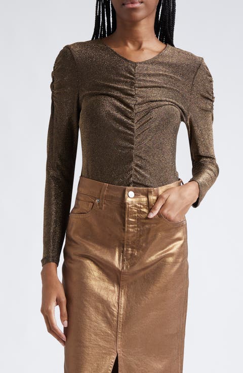 Neeta Ruched Metallic Top