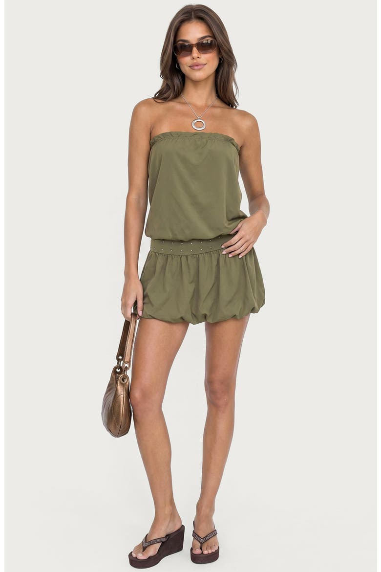 Layton Studded Strapless Bubble Minidress, Alternate, color, OLIVE