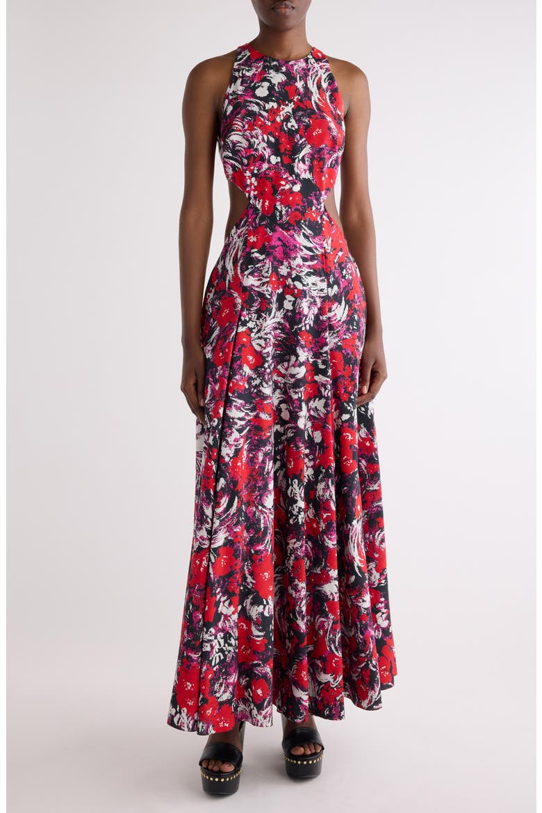 Print Fluid Cutout Dress, Main, color, FUCHSIA
