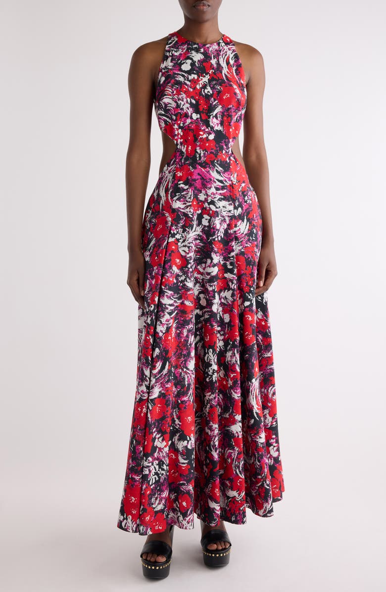 Givenchy Print Fluid Cutout Dress, Main, color, Fuchsia