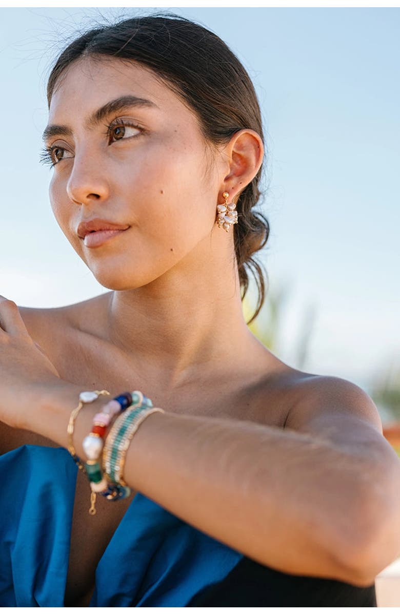 Noonday Collection Convertible Pearl Cluster Earrings, Alternate, color, Ivory