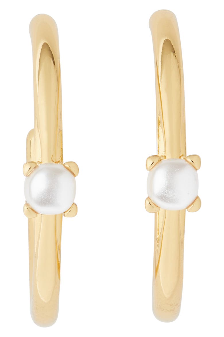 little luxuries imitation pearl hoop earrings, Main, color, CREAM/ GOLD