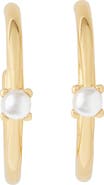 Kate Spade New York little luxuries imitation pearl hoop earrings