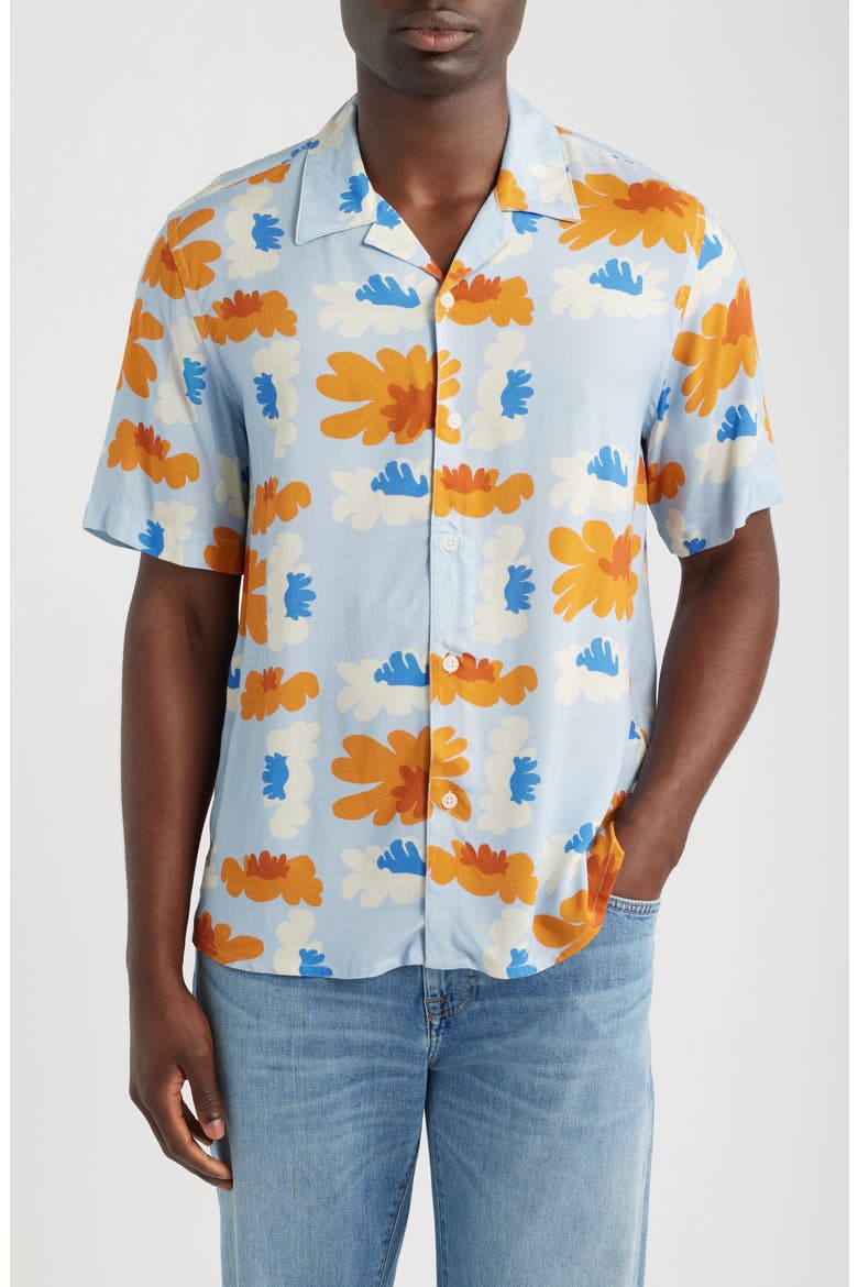 Didicot Floral Camp Shirt, Main, color, BLUE / RUST MULTI