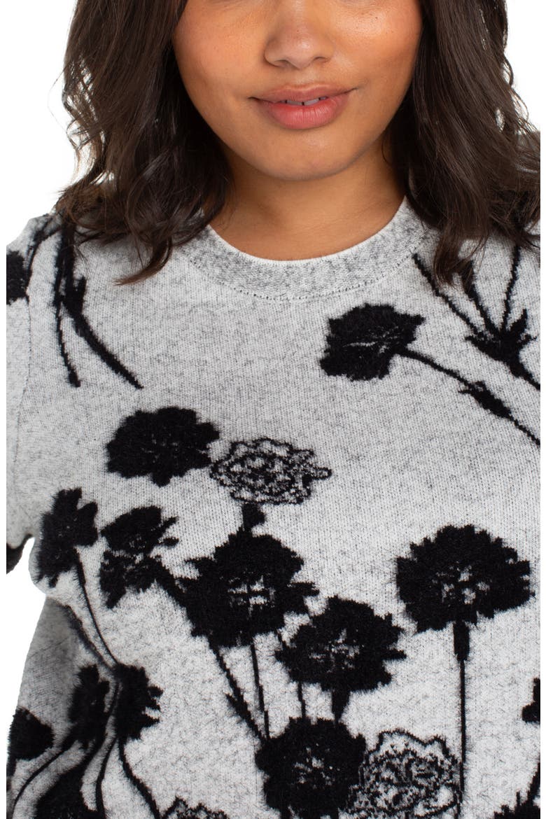 Floral Jacquard Crewneck Sweater, Alternate, color, LIGHT GREY BLACK FLORAL