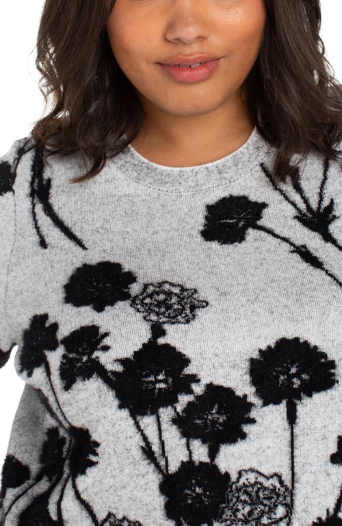 Liverpool Los Angeles Floral Jacquard Crewneck Sweater In Gray