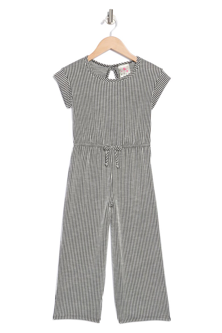 Kids' Stripe Rib Jumpsuit, Main, color, BLACK