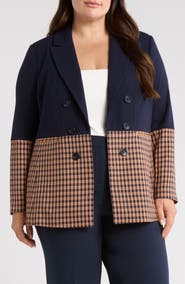 Tahari ASL Check Color Block Jacket