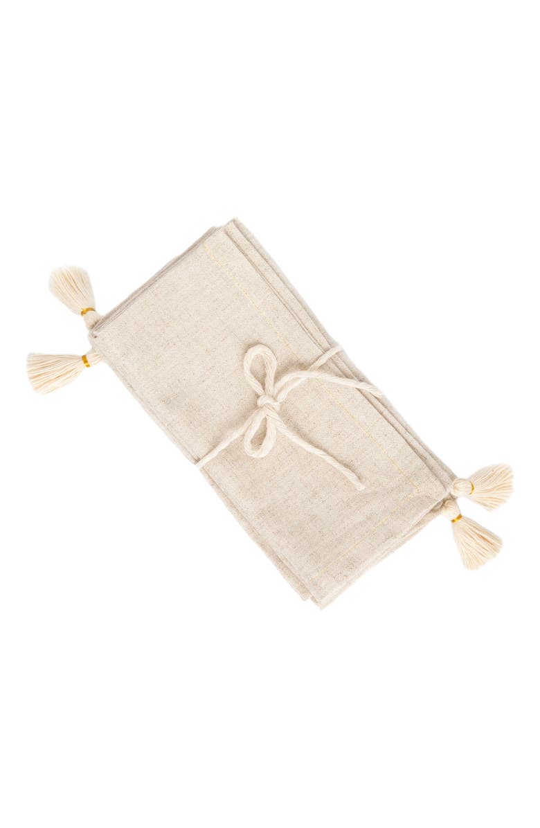 Tallo de Olivo Tassel Napkins Set of 4, Main, color, Natural